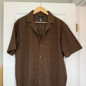 H&M Chocolate Brown Textured Shirt